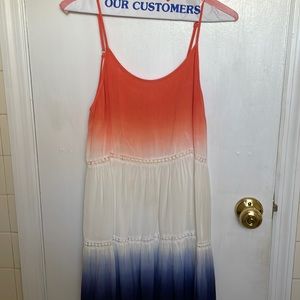 Tricolor summer dress with underskirt. One of a kind